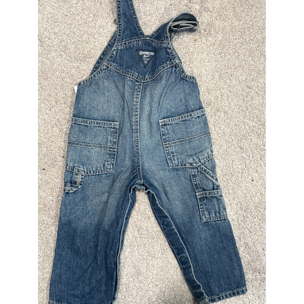 OshKosh Bgosh Baby Boys Medium Wash Denim Carpenter Overalls 18M NWT OKT11738‎ - Picture 4 of 4